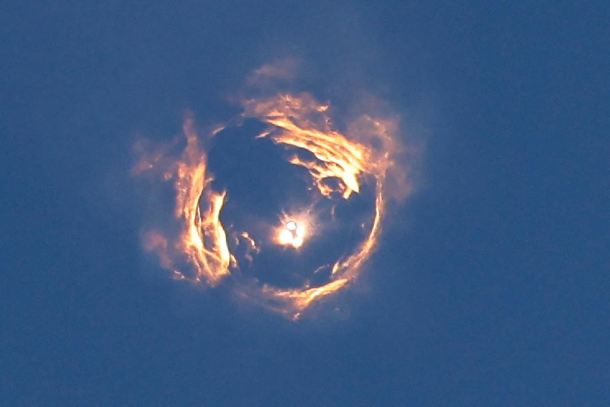 The failure of the eighth Starship test, seen here from the ground, comes just over a month after the seventh also ended in an explosive failure.