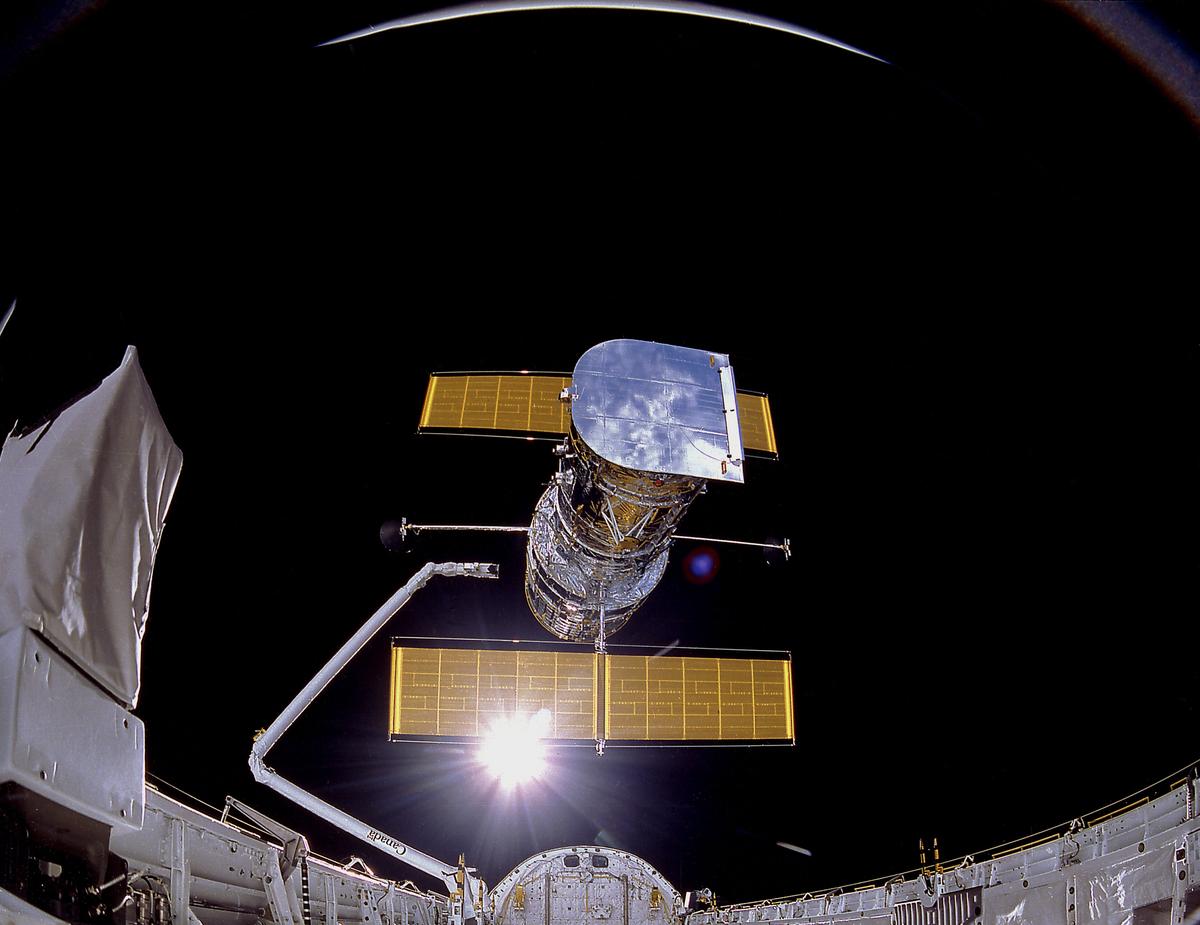 The Hubble Space Telescope being deployed on April 25, 1990.