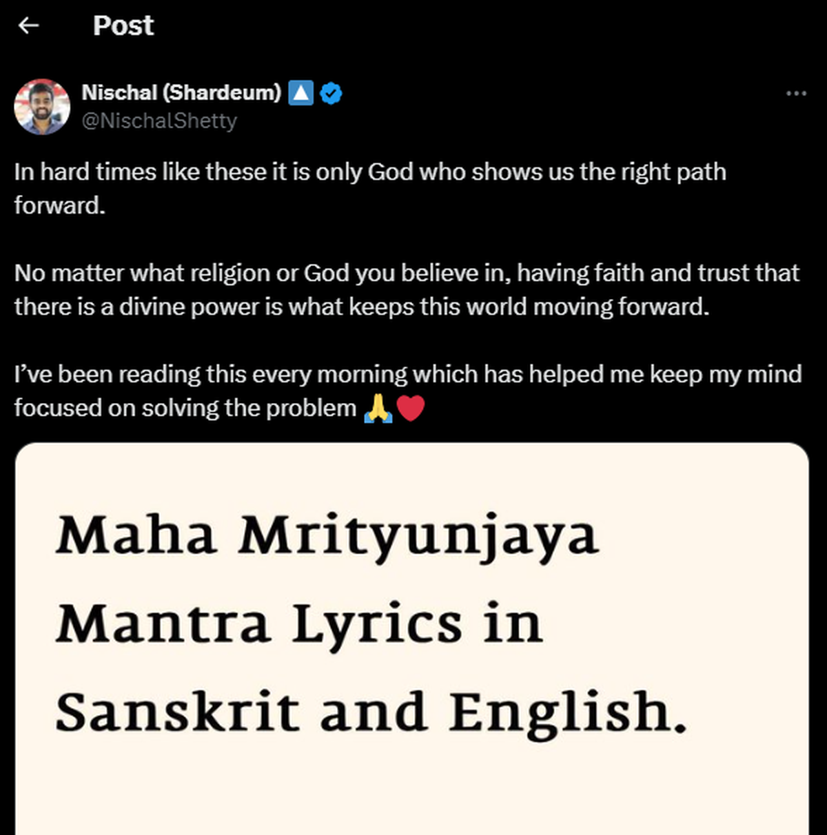 As criticisms poured in over WazirX’s reaction to the hack, CEO Nischal Shetty encouraged followers to be more spiritual