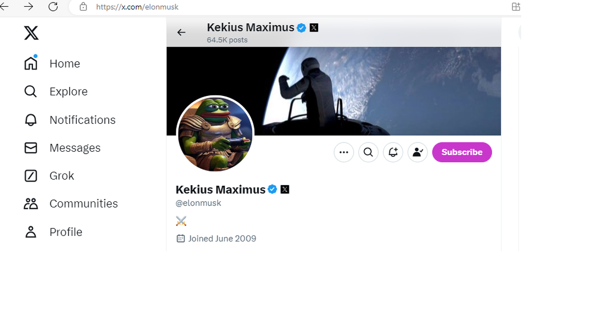 Kekius Maximus @elonmusk