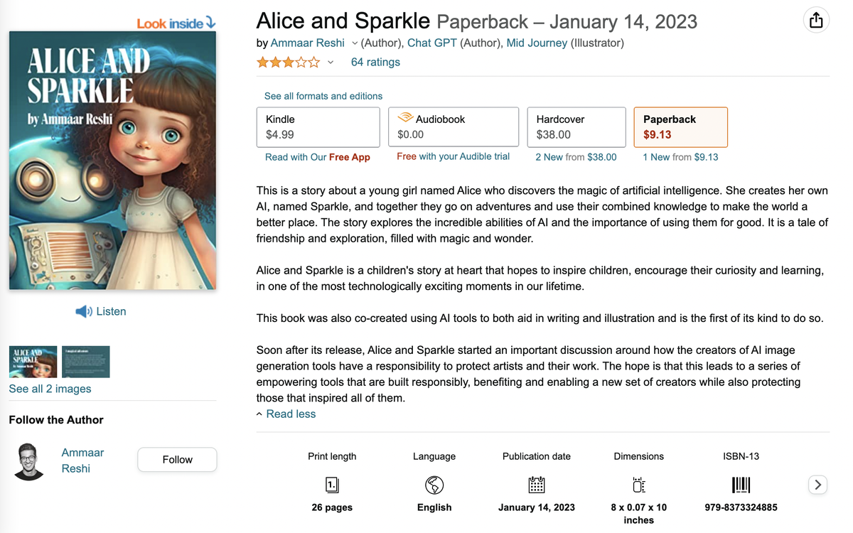 A picture book created by AI on Amazon