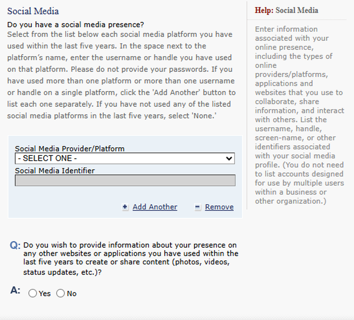 Visa applicants are also allowed to volunteer other social media handles and websites Visa applicants are also allowed to volunteer other social media handles and websites