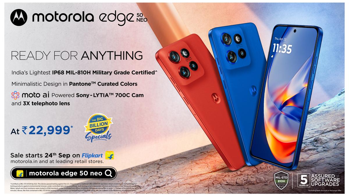 Motorola Edge 50 Neo launched with 3x telephoto lens and IP68 rating. Price, specs, sale