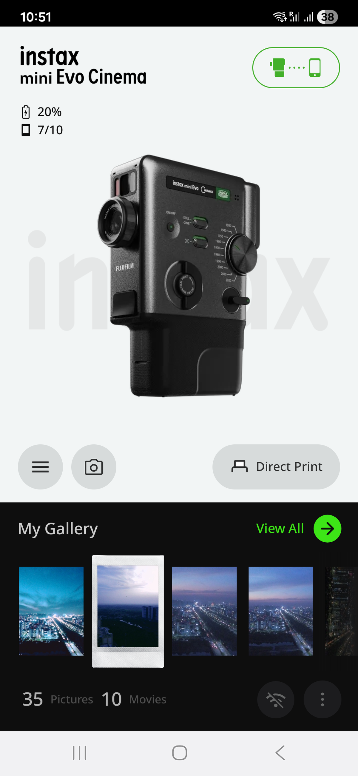 इंस्टैक्स मिनी इवो सिनेमा ऐप