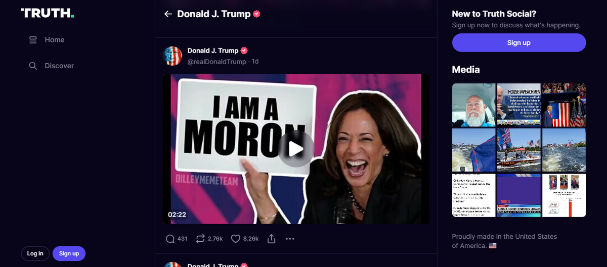 Trump often insults Harris in Truth