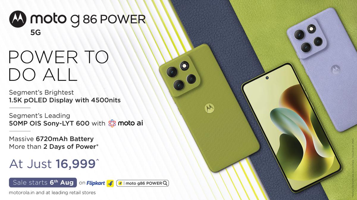 Motorola launches Moto G86 Power with 32 MP selfie camera in India: Price,  features and sale - The Hindu