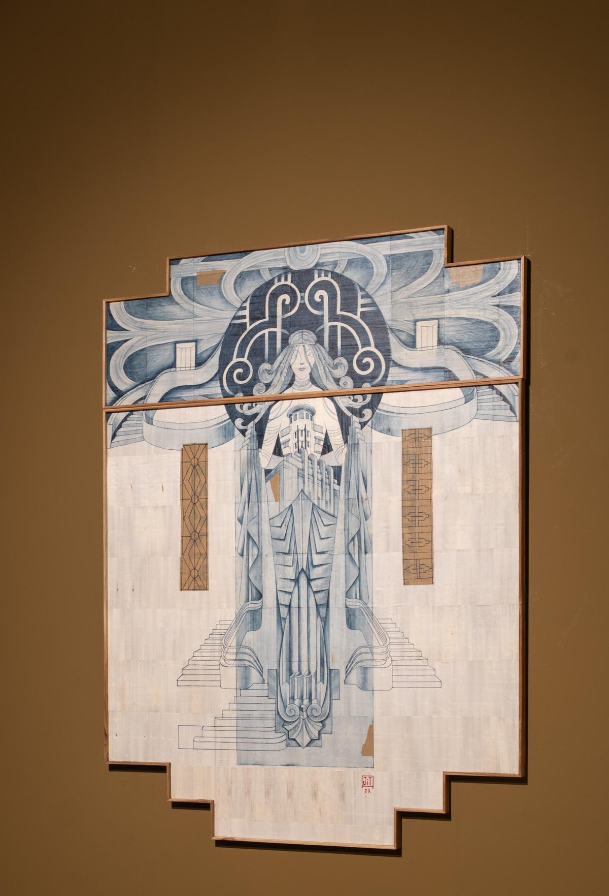 Urban patchwork in natural indigo and alta applied on sholapith canvas.