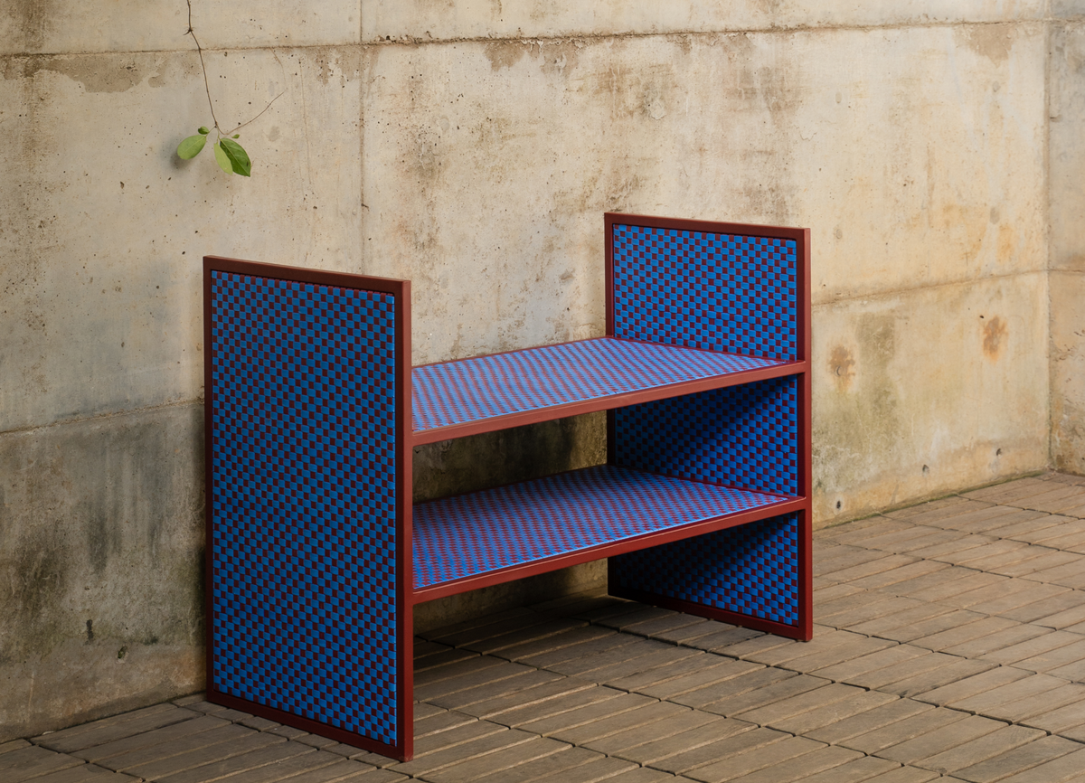 Kasera 2 (Kasera Collection) -woven polypropylene straps on steel frame.