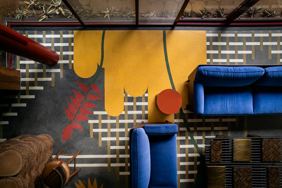 Designed as a collaboration between FADD Studio and Bharat Floorings & Tiles, this private residence’s floors come alive as an art installation. 