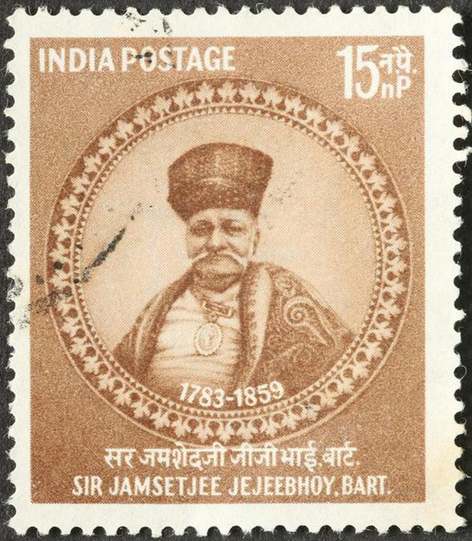 The special postage stamp issued in April 1959 to commemorate Jejeebhoy’s death anniversary.
