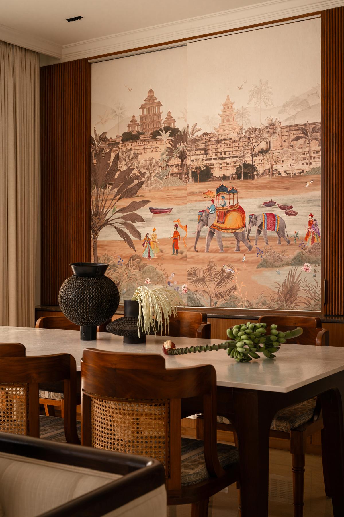 A dining space where heritage narratives, natural materials, and contemporary restraint meet.