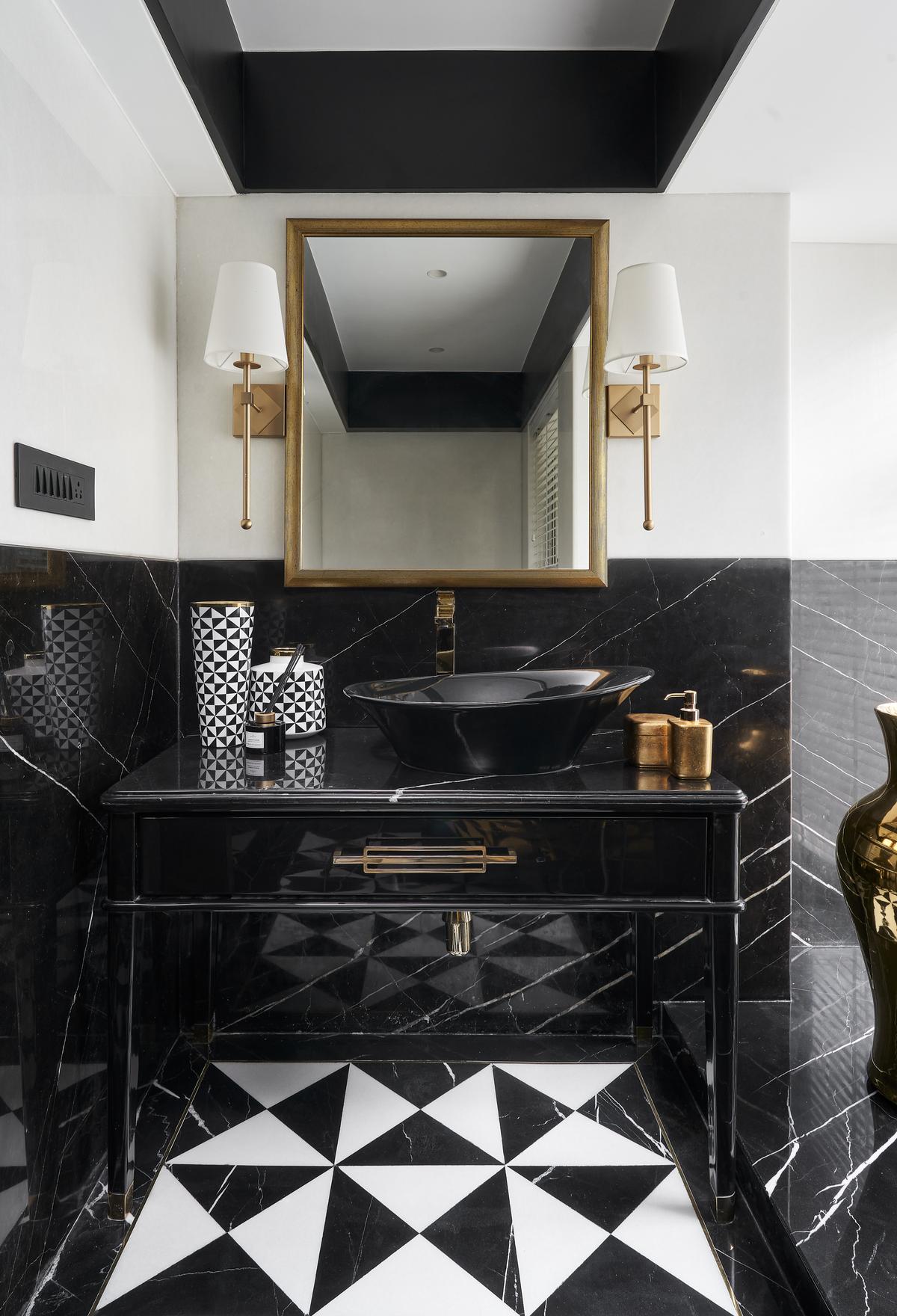 Statement bathroom flooring.