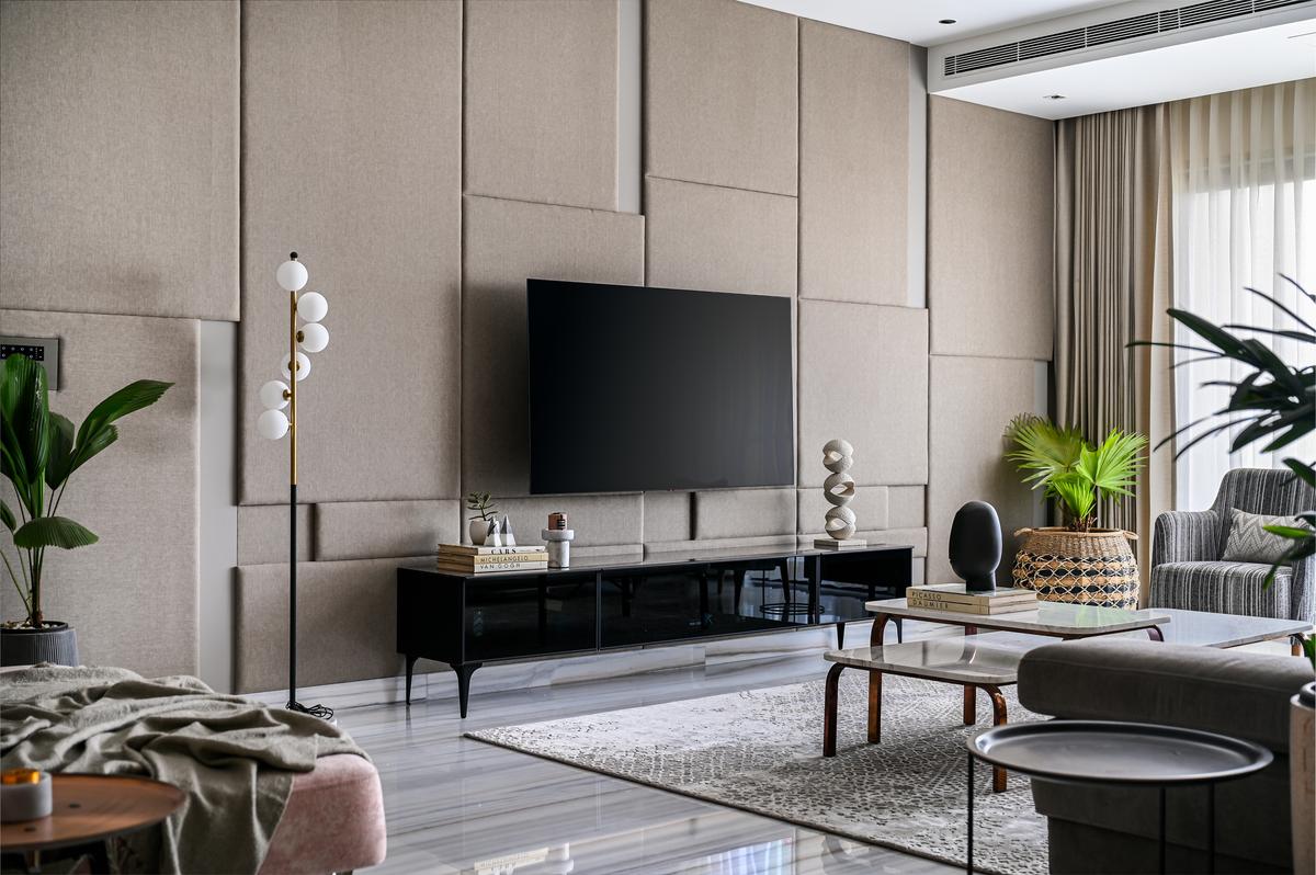 Fabric acoustic panels with a hidden speaker by Source Architecture. Fabric acoustic panels with a hidden speaker by Source Architecture.