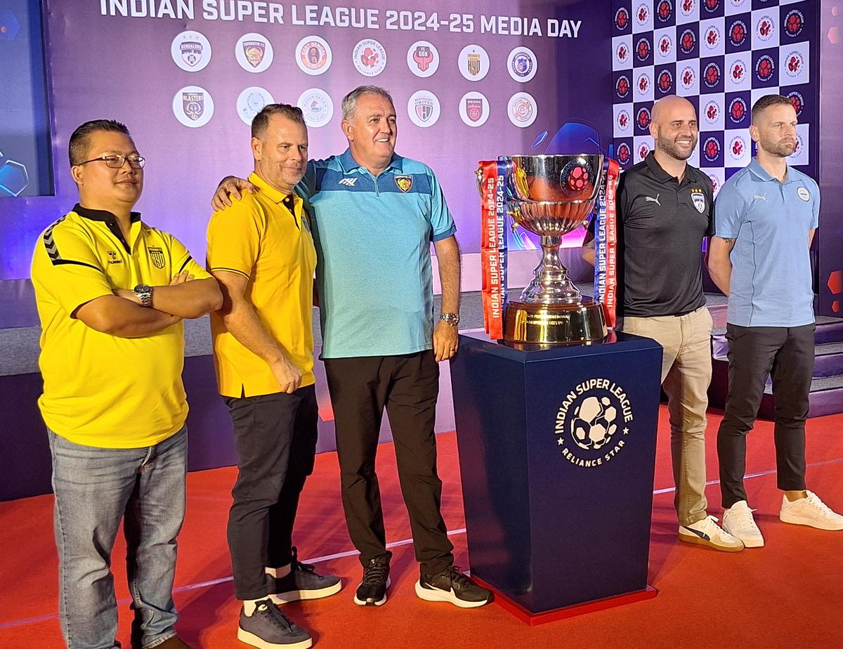 The coaches of some of ISL teams in Kochi on Thursday. 