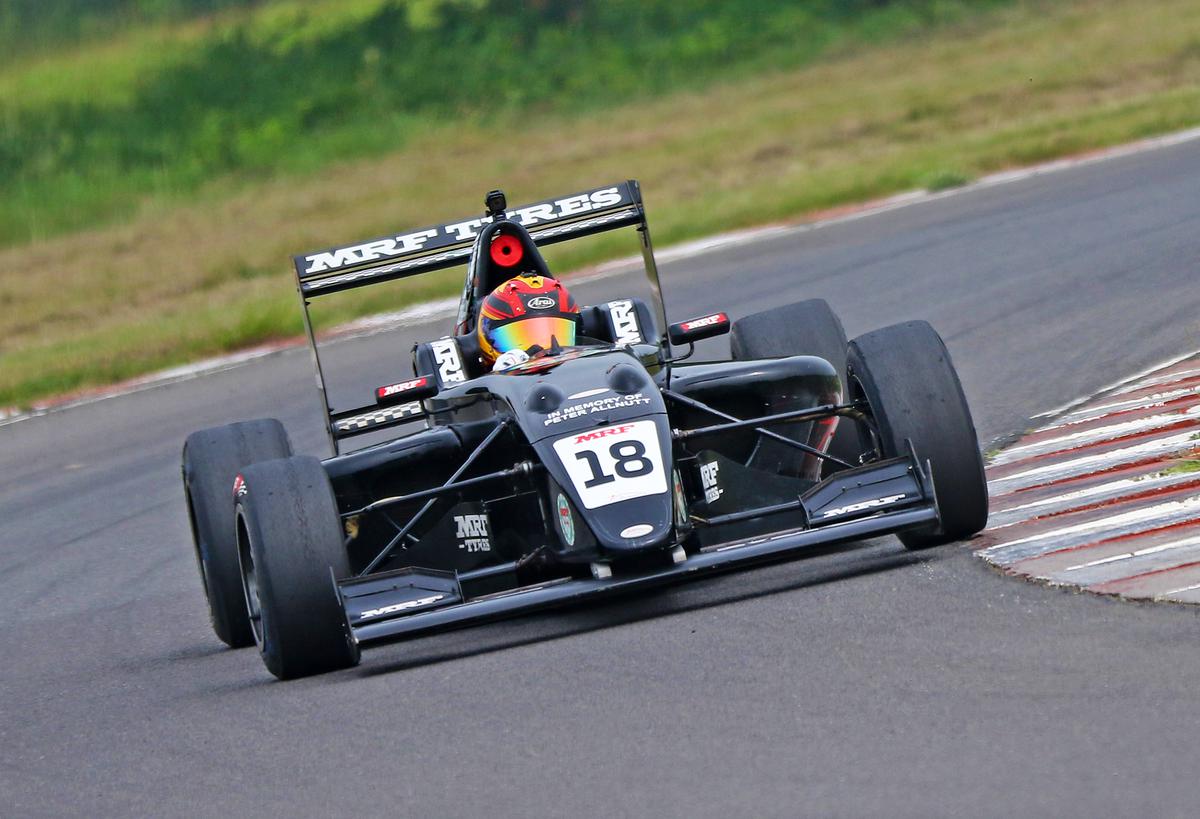 Sandeep Kumar leads the championship table in the MRF Formula 2000 category.