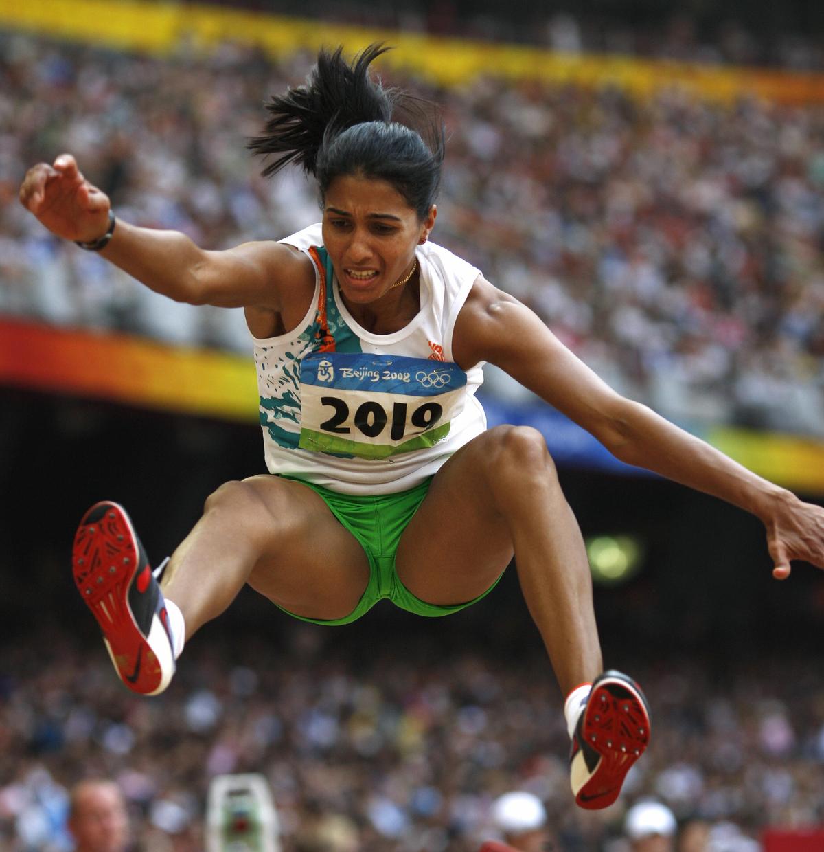 High-flyer: Anju is one of India’s most decorated athletes. Years after retiring, she still holds the national long jump record. | Photo credit: Getty Images