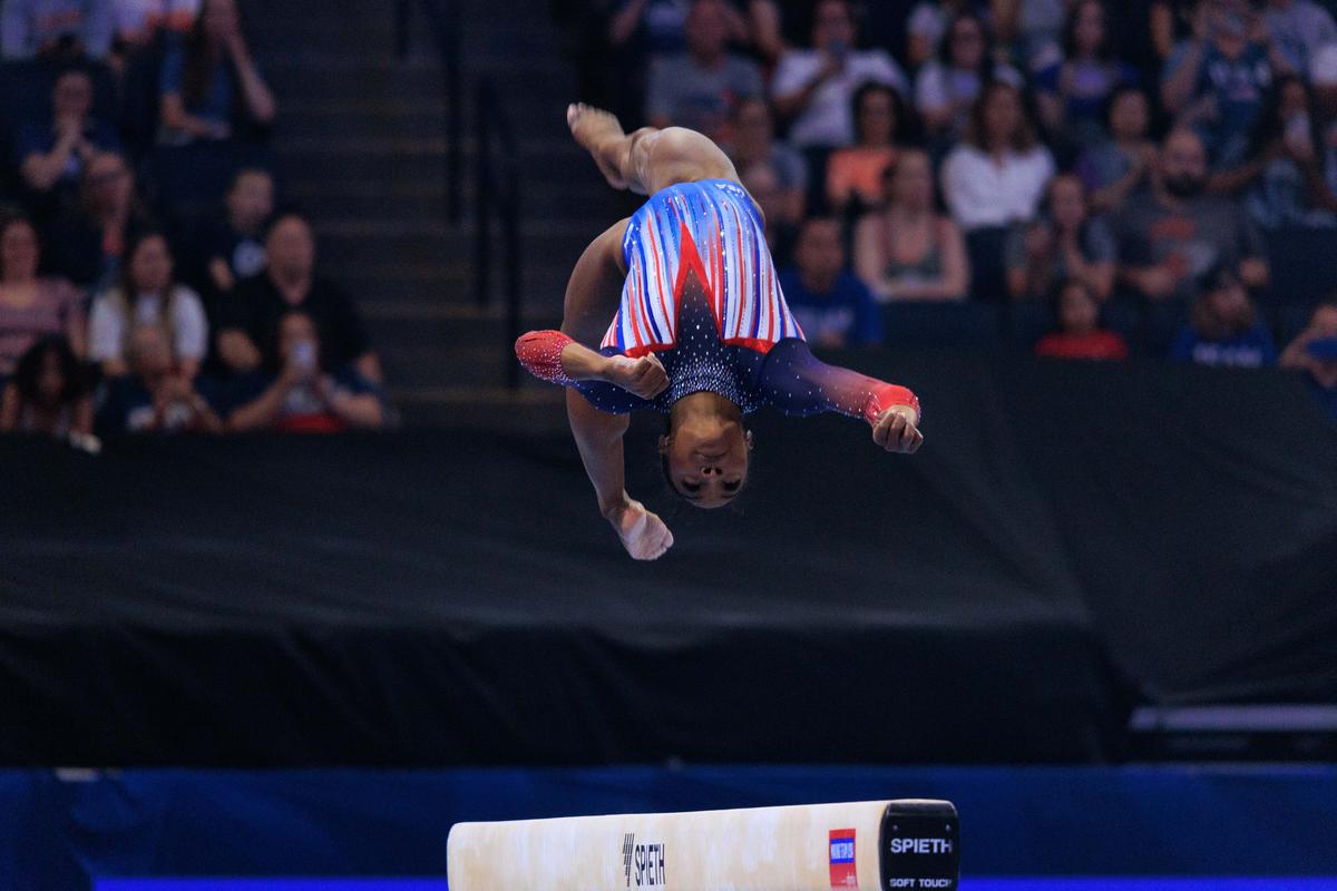 A true unicorn: At an age when most gymnasts are trying to hone their skills, the 27-year-old performs some of the toughest gymnastics ever performed by a woman on the planet.  |  Photo credit: Getty Images