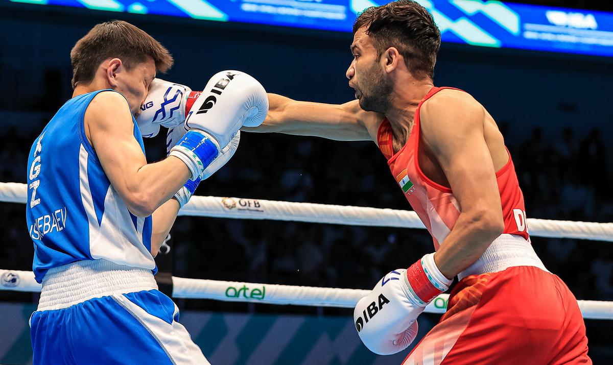 Packing a punch: Bhoria landed several telling blows at the Worlds, but says he may consider adding the right hook and uppercut to his repertoire for the Asian Games and the Olympics. | Photo credit: Special Arrangement