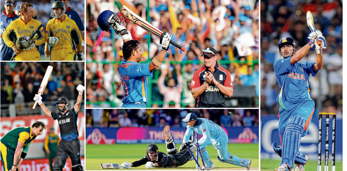 Memorable vignettes: Bichel’s all-round performance in 2003, Tendulkar and Strauss’ centuries in the tied game in 2011, Dhoni’s six sealing the World Cup triumph for India in 2011, Elliott’s match-swinging knock in the 2015 semifinal and Buttler running out Guptill to give England a fantastic win in the 2019 will be etched in memory forever. 
