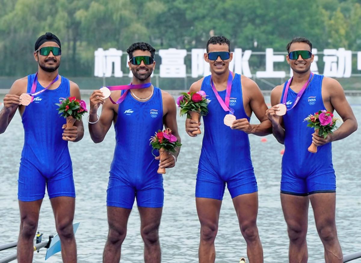 Making a mark: Ashish, Punit, Bheem and Jaswinder Singh, the bronze winners in the Men’s Four.