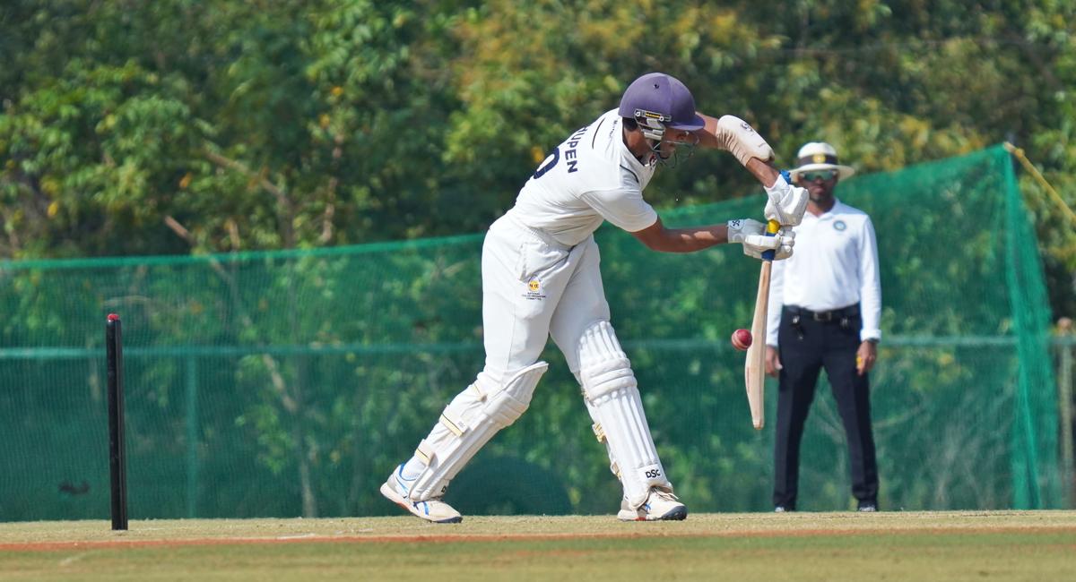 Bhupen Lalwani’s elegant knock helped Mumbai to stage a recover after the early loss of wickets in the Ranji Trophy cricket match against Kerala at the St. Xavier’s College ground in Thiruvananthapuram on Friday, January 19, 2024.