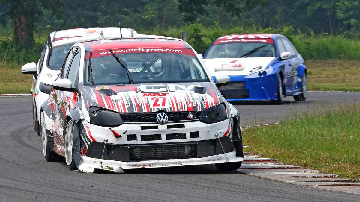 Tight title race ahead of final round of the MRF MMSC FMSCI Indian National Car Racing Championship 2023