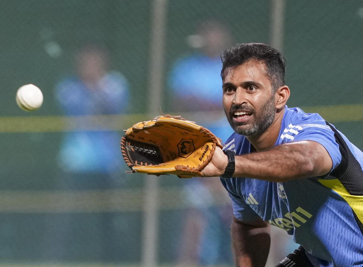 Indian assistant coach Abhishek Nayar during a practice session at the Pallekele International Cricket Stadium, in Pallekele, Thursday, July 25, 2024. Indian assistant coach Abhishek Nayar during a practice session at the Pallekele International Cricket Stadium, in Pallekele, Thursday, July 25, 2024.