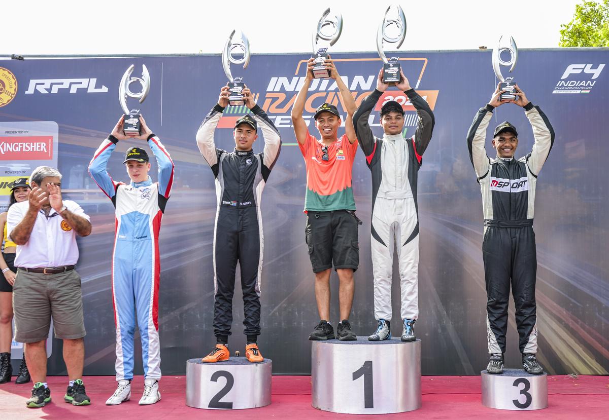 The podium finishers: Aqil Alibhai, winner Jaden Pariat and Abhay Mohan.