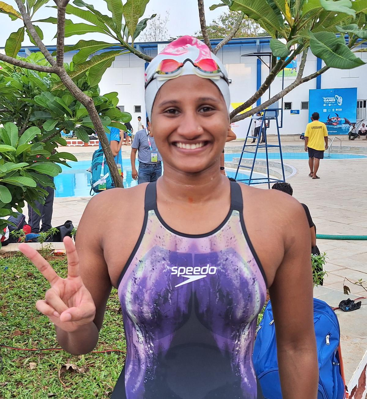 Kerala’s Harshitha Jayaram bettered the women’s 100m breaststroke Games record. Stan Rayan