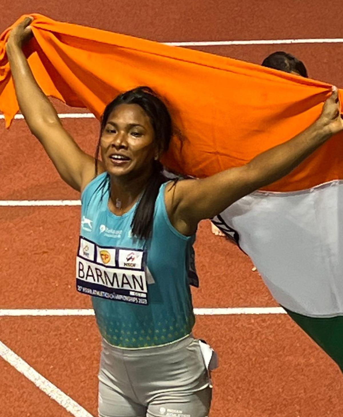 Swapna Barman who battled a back injury and won the heptathlon silver. Photo: Spl arr