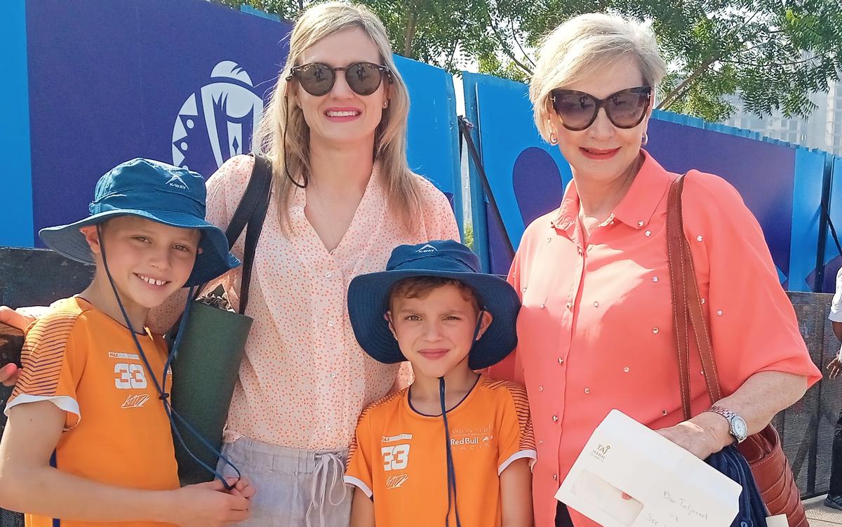 Family ties: Engelbrecht’s mother, Dina Taljaard (extreme right), sister and nephews travelled to India from South Africa to watch their loved one experience his finest sporting moment. | Photo credit: P.K. Ajith Kumar