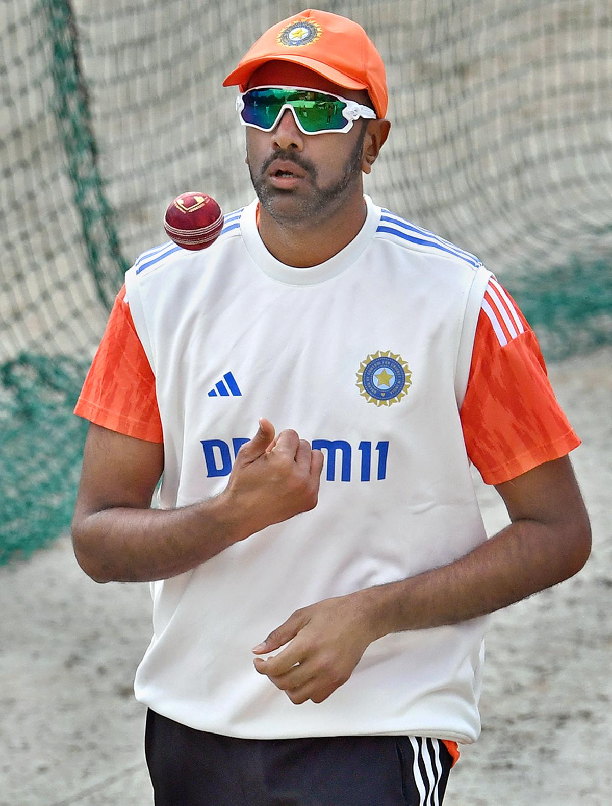 Indian cricket team player R. Ashwin during the practice session ahead of the India vs England final test match at HPCA Ground in Dharamshala on March 06, 2024. 