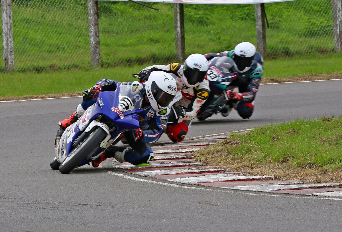 Prabhu Arunagiri en route to winning the Pro-Stock 165cc Open Race-2.