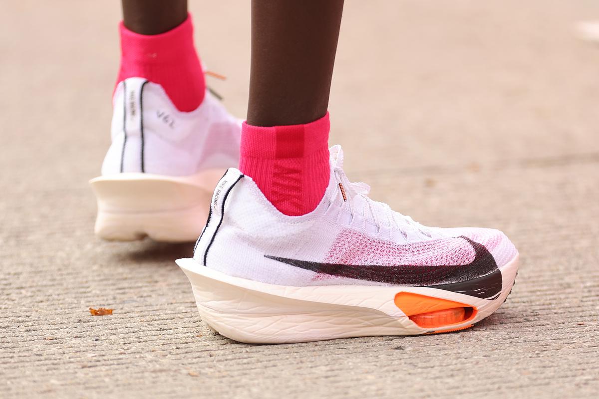 Tech boost: In Chicago, Kiptum wore cutting-edge carbon-plated trainers, which are designed to reduce the amount of energy lost by an athlete’s movement. These shoes are commonplace among the elite, but it still requires exceptional athletes to make the most of them. | Photo credit: Getty Images