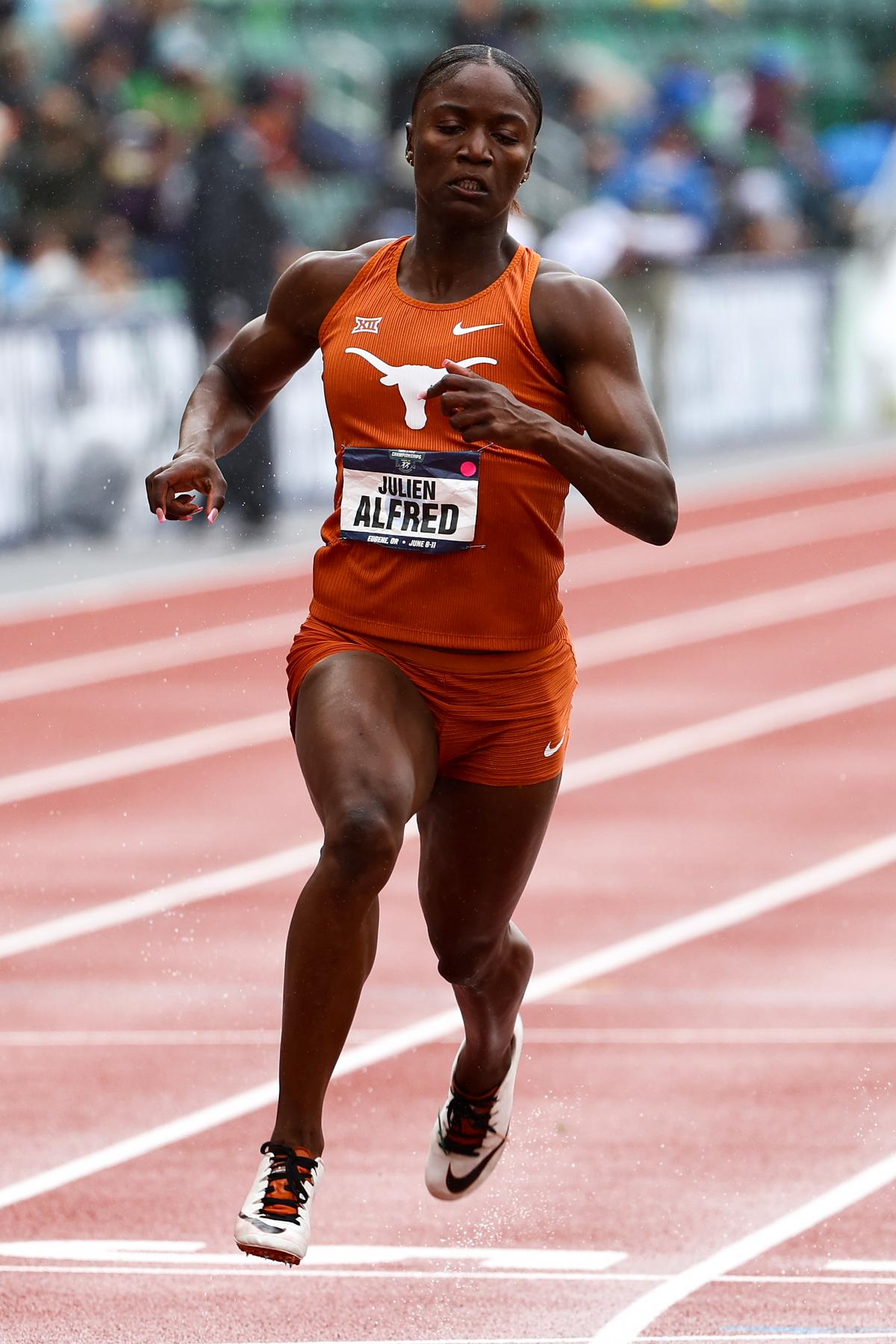 Blossoming in college: Alfred attended the University of Texas, where she became a multiple-time NCAA champion and realised she had what it took to be a top sprinter. | Photo credit: Getty Images