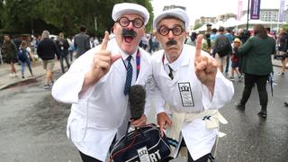 Fans before the start of the 2019 Cricket World Cup finals at Lord's in London on July 14, 2019.