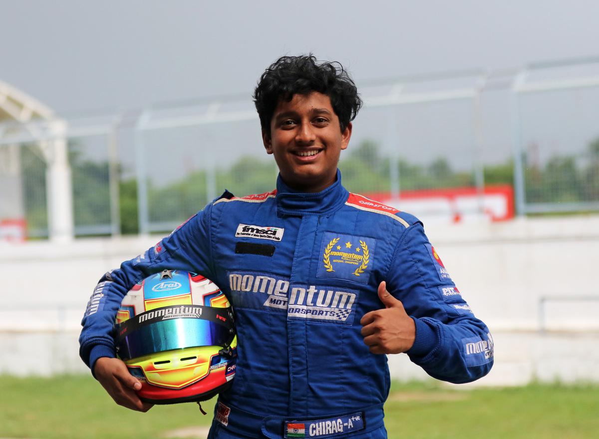Bengaluru’s Chirag Ghorpade, who won the MRF F2000 Race-2 at the Madras International Circuit on October 9, 2022.