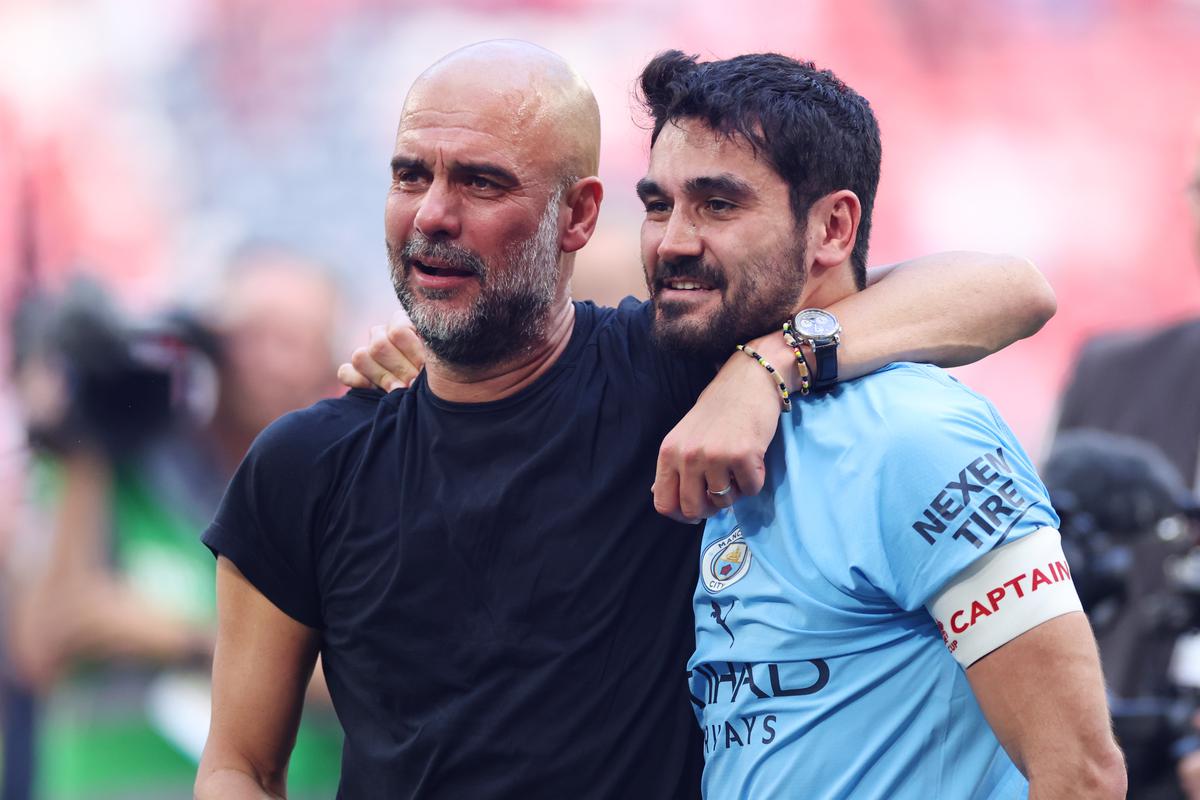 Treble for the neighbours? Pep Guardiola and Gundogan, who live next door to each other in an apartment block in Manchester, have the opportunity to make history in the Champions League final. 