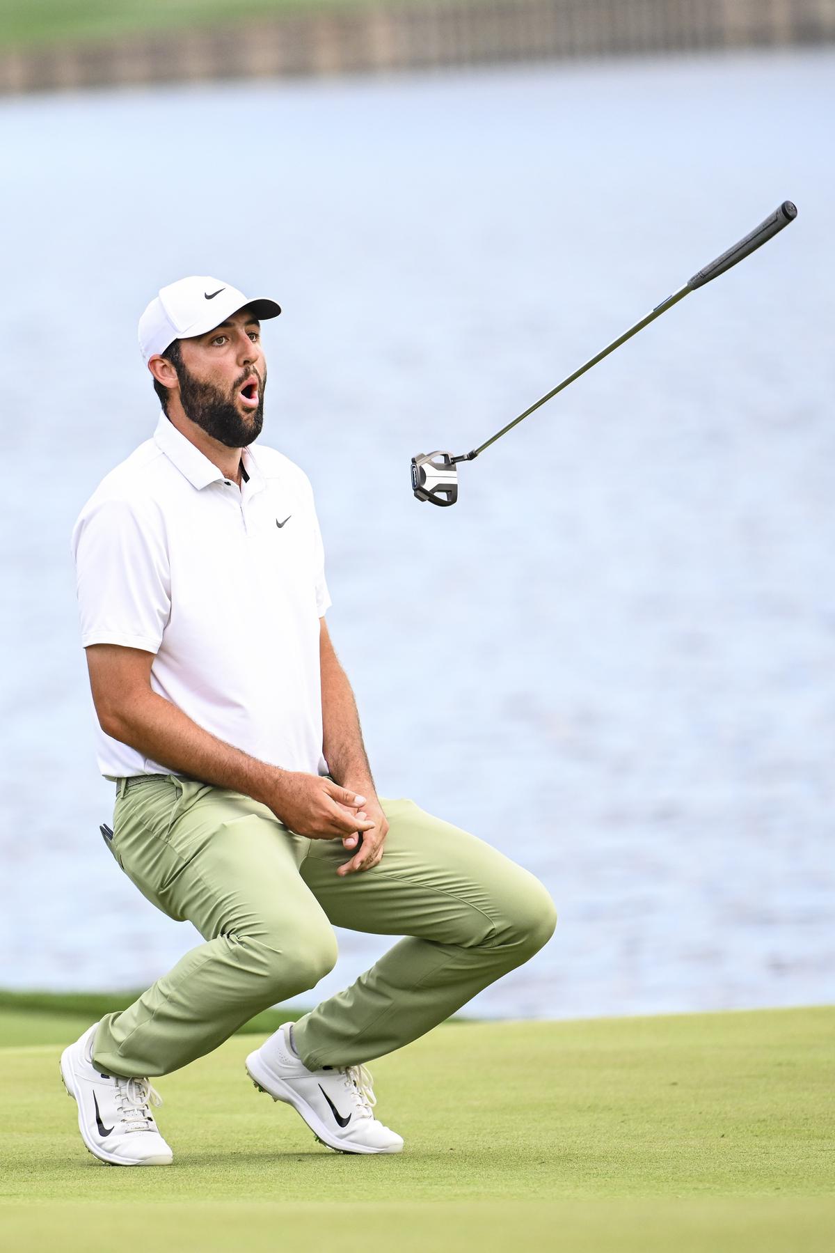 Change of gear: If there’s a chink in Scheffler’s armour, it’s his touch on the greens. To address this weakness, he recently switched from a blade to a mallet putter, saying he ‘lines this putter up well in the middle of the face’. | Photo credit: Getty Images