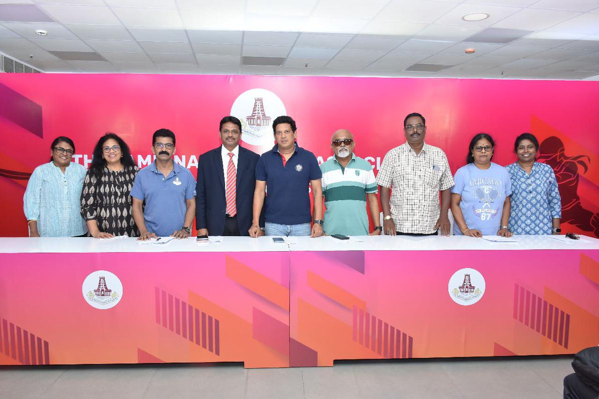 Various office bearers of the TNCA during the launch of the Talent Scout Programme in Chennai on Monday.