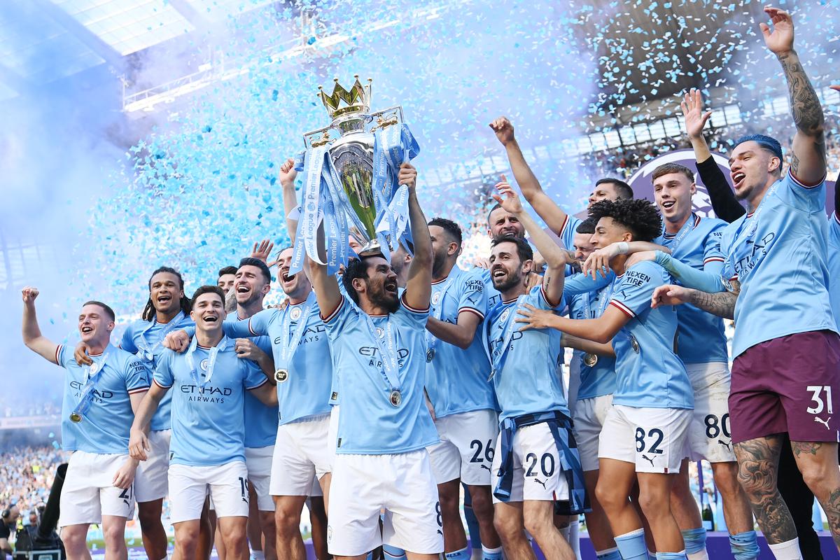 Captain fantastic: Gundogan was immense in the final weeks of the Premier League season as City overtook Arsenal, which had led the table for 248 days.  