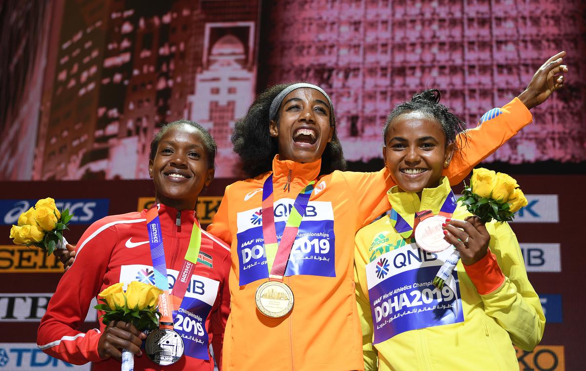 Battling the best: In Paris, Tsegay will be determined to step out of the shadows cast by the great Faith Kipyegon (left) and Sifan Hassan (centre). | Photo credit: Getty Images