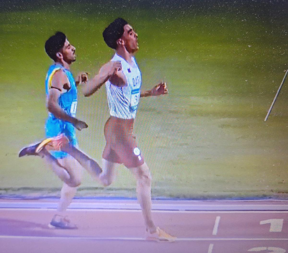Qatar’s Aitoulghazi beating India’s Priyanshu for the men’s 1500m gold. 