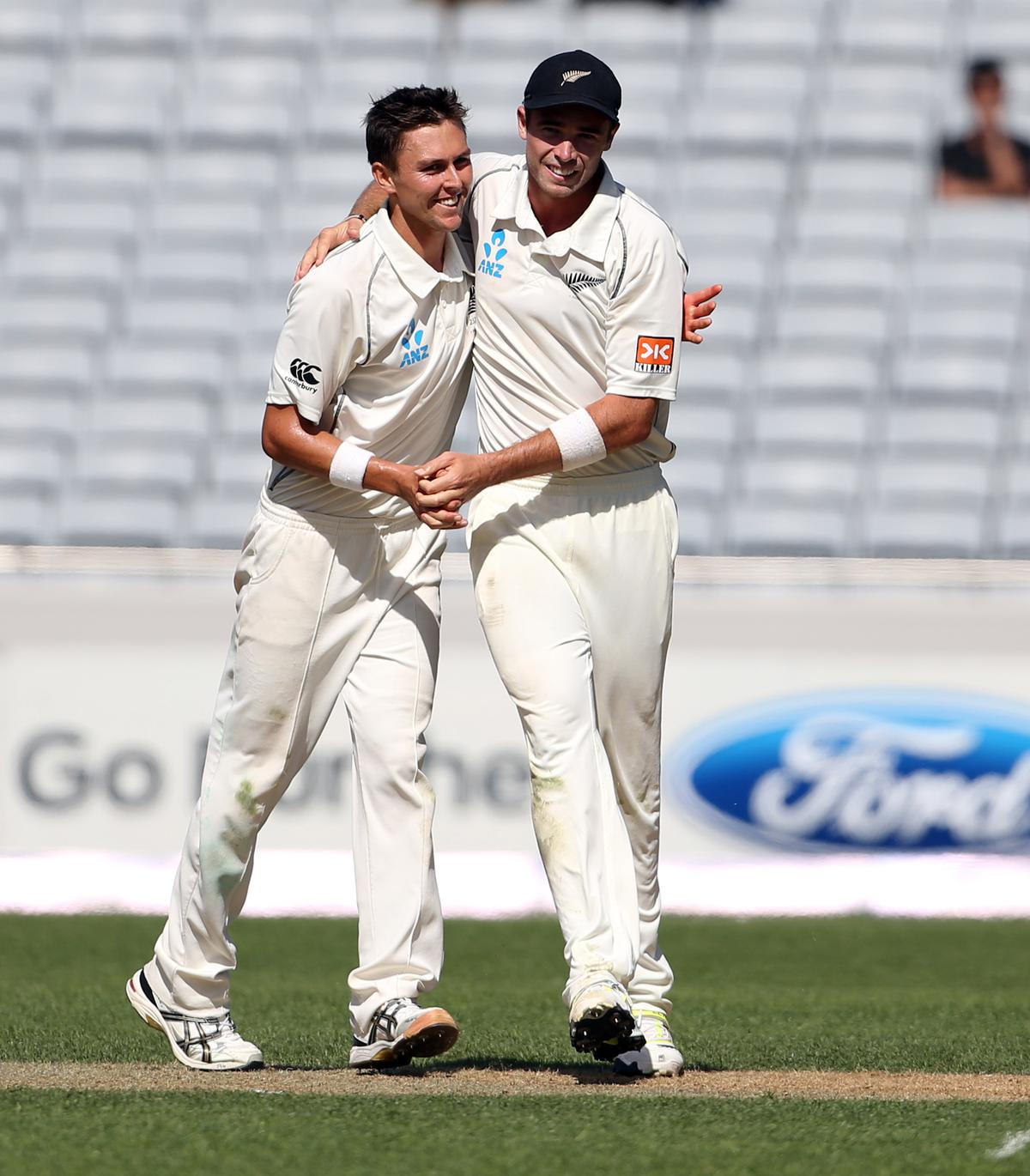 Brothers in arms: Southee has formed a longstanding and formidable new-ball alliance with Trent Boult (left). ‘We have a pretty good friendship. We know each other’s game pretty well… we complement each other extremely well,’ he says of their partnership. | Photo credit: Getty Images