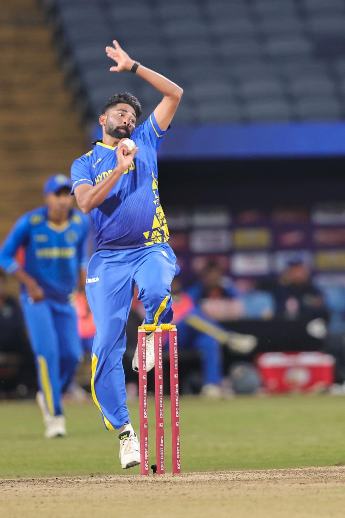 Mohammed Siraj rattled the Mumbai batting line-up with a fiery spell. Mohammed Siraj rattled the Mumbai batting line-up with a fiery spell.