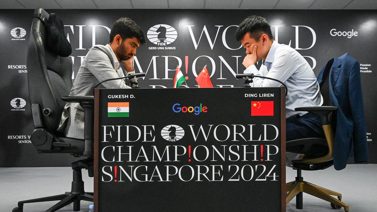 World Chess Championship: Ding Liren draws first blood; beats Gukesh in opener