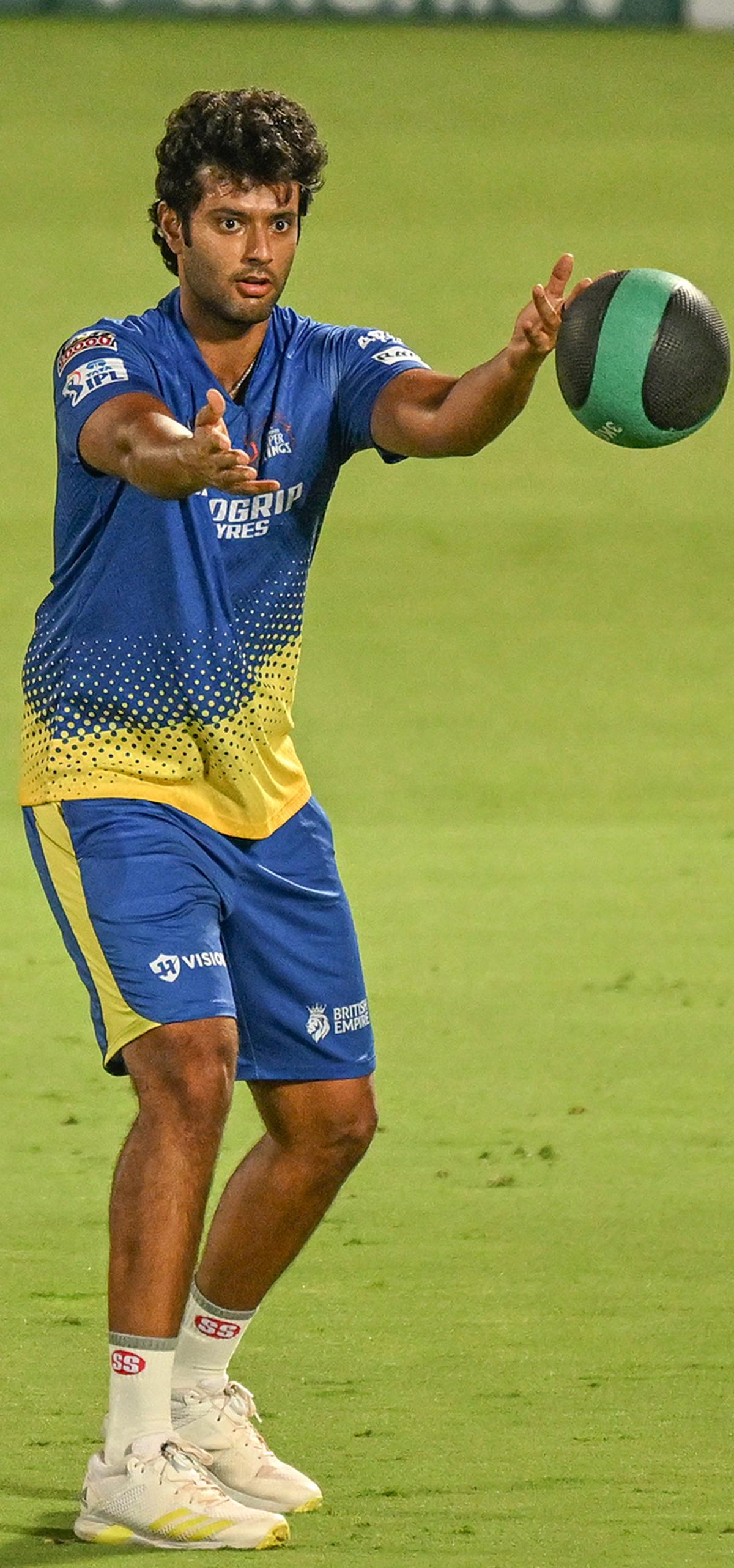 Chennai Super Kings’ Shivam Dube during a training session ahead of the Indian Premier League (IPL) 2024, between  CSK and DC at ACA-VDCA stadium in Visakhapatnam, Saturday, March 30, 2024.  Photo K.R Deepak / The Hindu