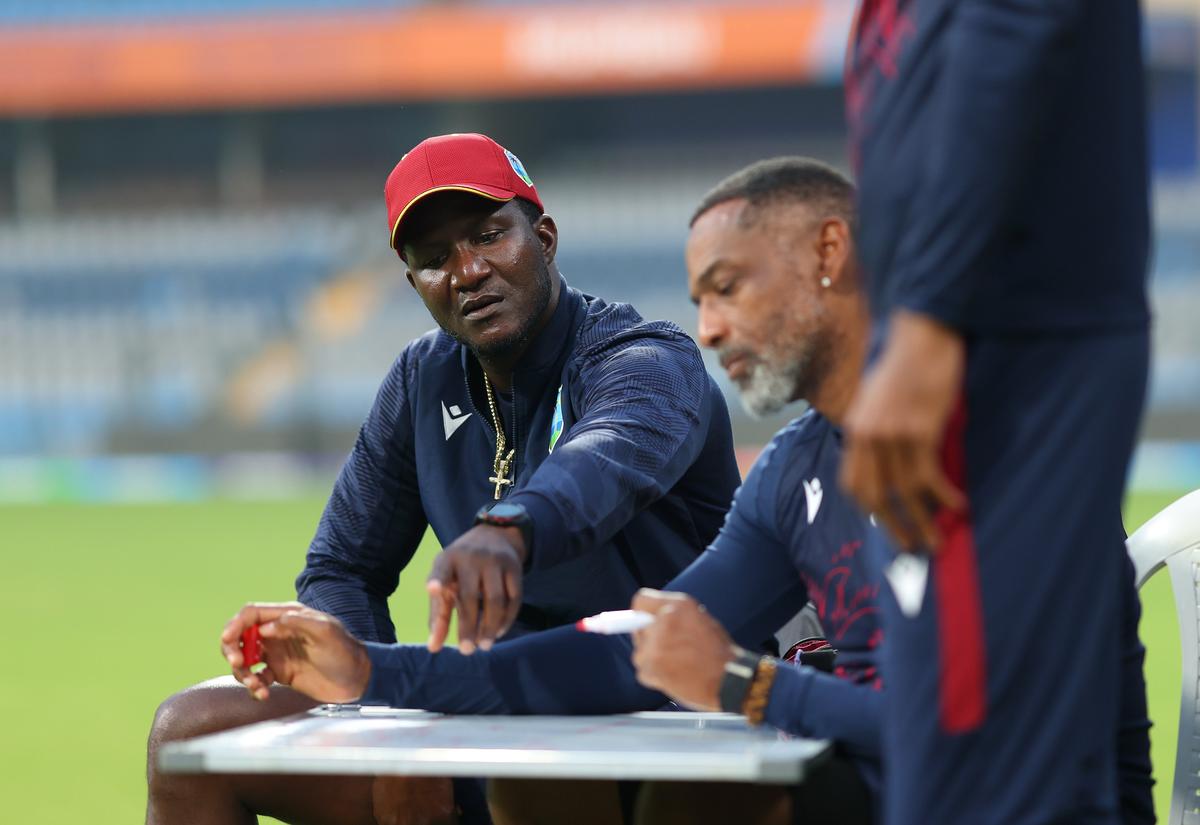 West Indies coach Darren Sammy during a practice session at the ICC T20 World Cup 2026. Photo: X/ICC