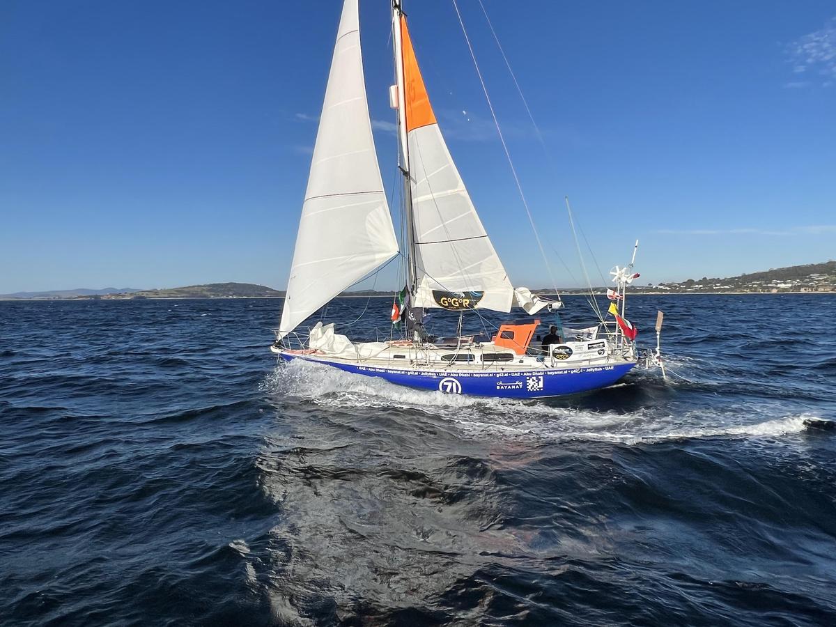 Call of the sea: Abhilash has not set foot on land for more than 230 days, sailing non-stop in his attempt to circumnavigate the globe for a second time. Photo credit: Special Arrangement