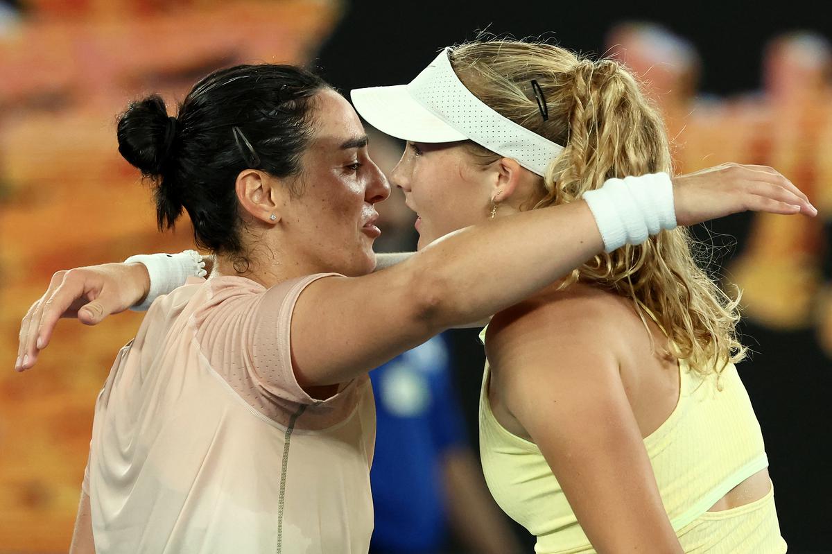 Defining moment: Andreeva beat her tennis idol Ons Jabeur (left) — a three-time Grand Slam finalist — in Melbourne, the 6-0, 6-2 win showcasing the young Russian’s variety and tennis IQ. It was also Andreeva’s first victory over a top-10 player. | Photo credit: Getty Images